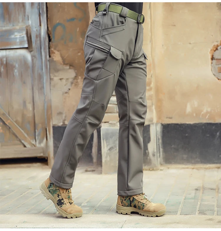 Men’s Winter Tactical Pants – Waterproof Fleece-Lined Cargo for Hiking & Skiing