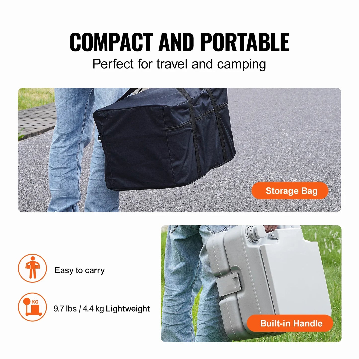 Portable Camping Toilet with Pressurized Flush