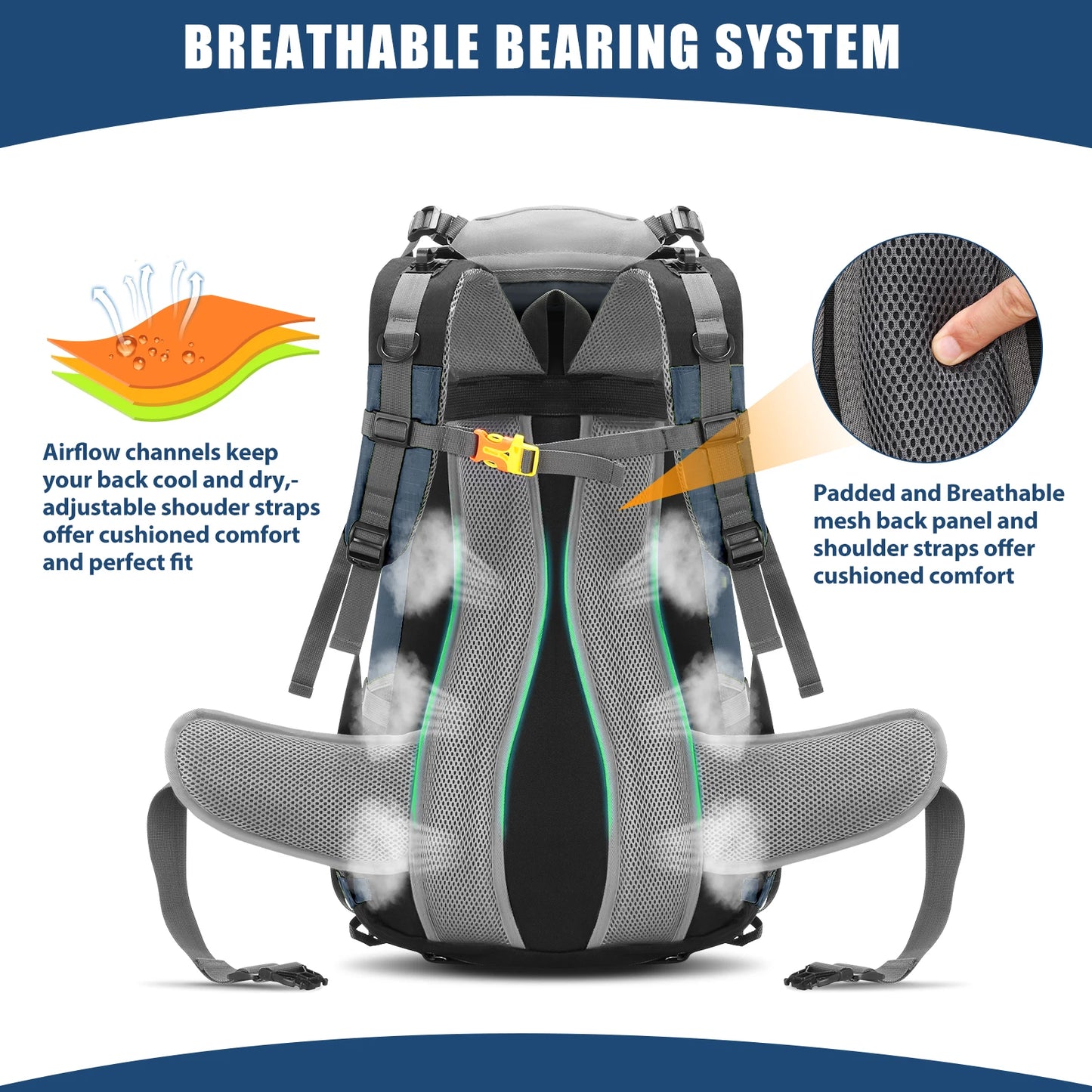 50L Waterproof Hiking Backpack – Outdoor Trekking & Camping Bag with Rain Cover