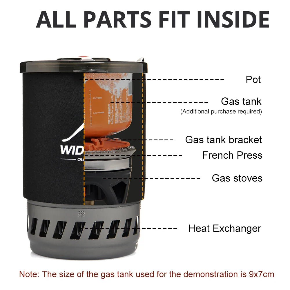 Camping Cooking Pot with Heat Exchanger for Gas Stoves