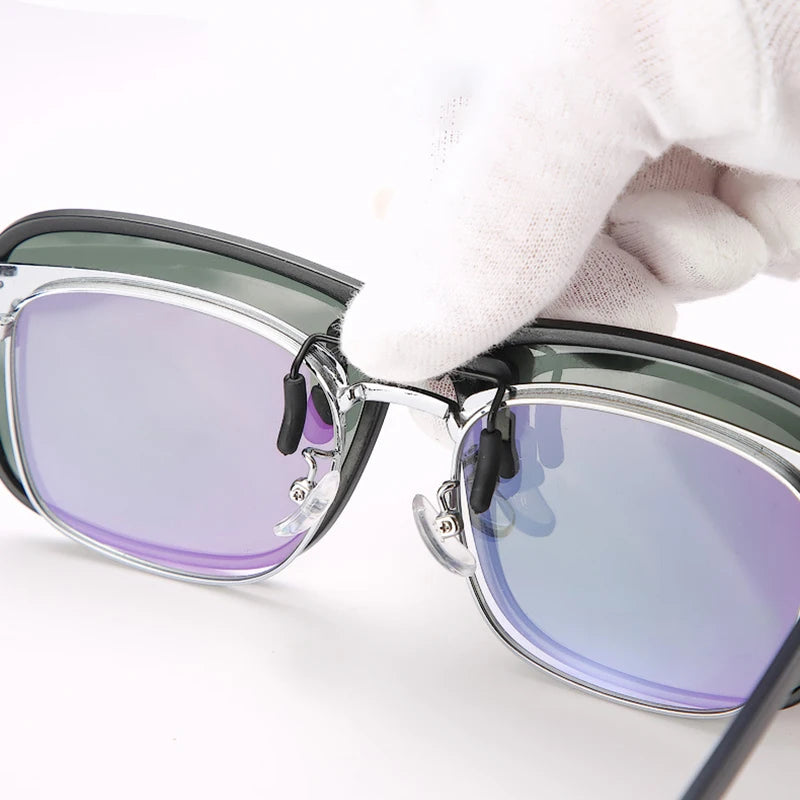 Clip-On Polarized Sunglasses – Flip-Up Square Lenses with Night Vision