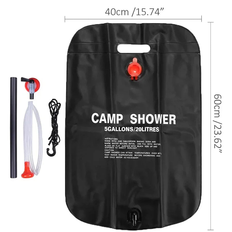 20 to 40 L Foldable Solar Camping Shower Bag