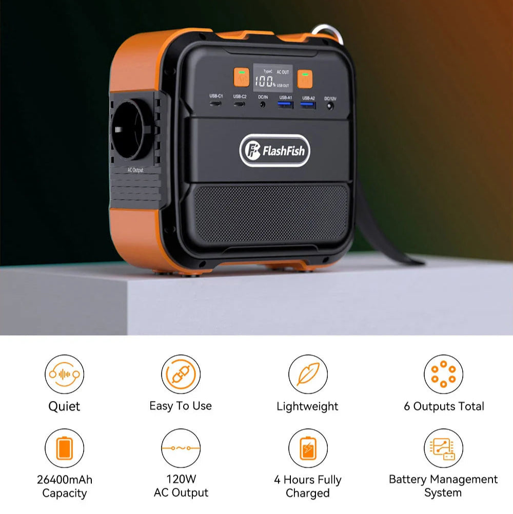 Portable Power Station 230V 120W 98Wh Rechargeable with USB-C