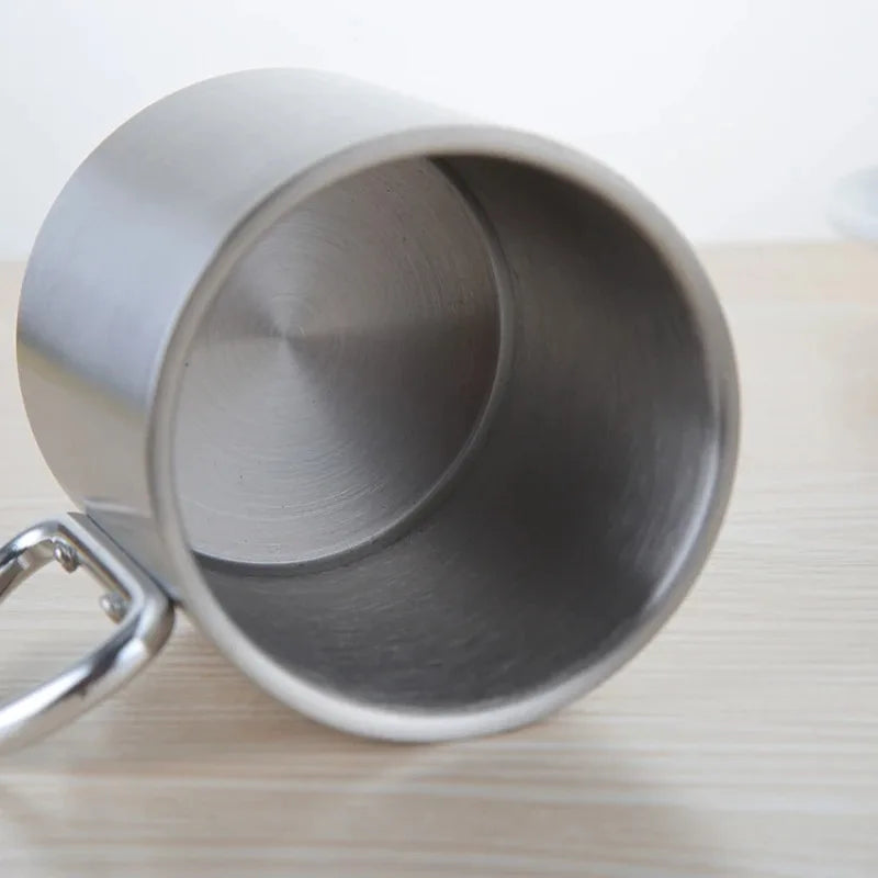 Outdoor Stainless Steel Mug with Carabiner Handle