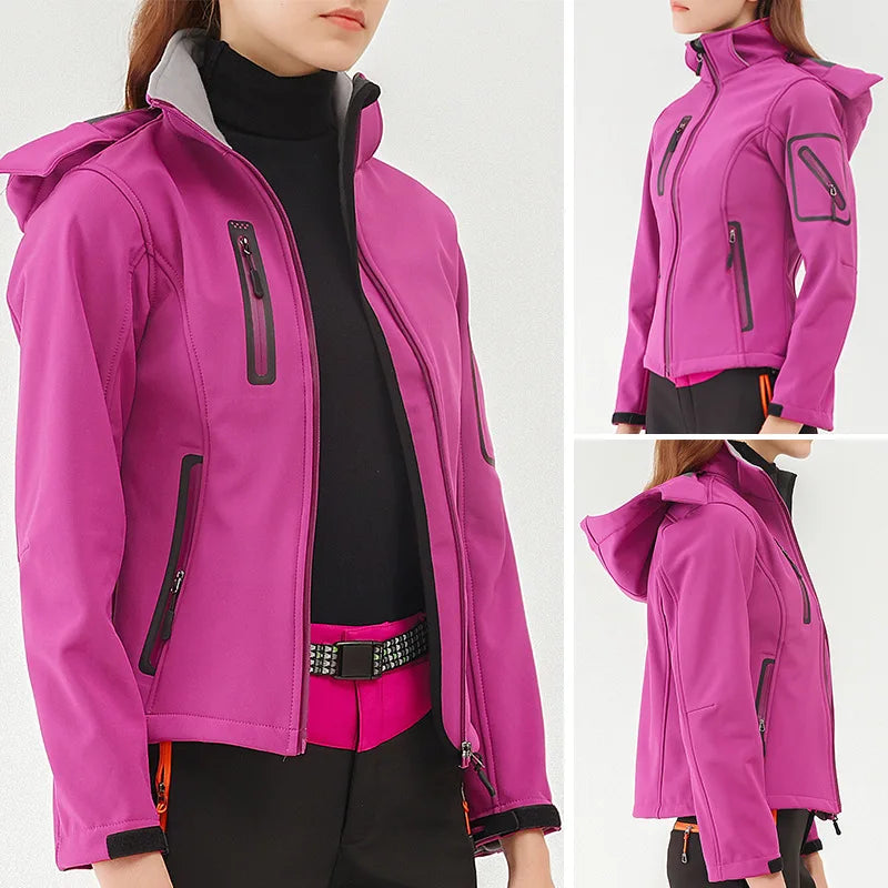Women’s Winter Softshell Jacket – Waterproof & Warm for Hiking and Outdoor Use