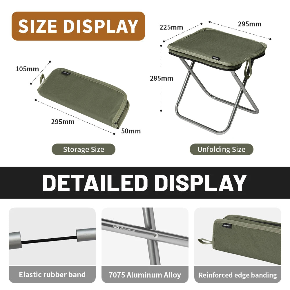 Folding Camping Chair – Lightweight Aluminum Seat with Thickened Cushion