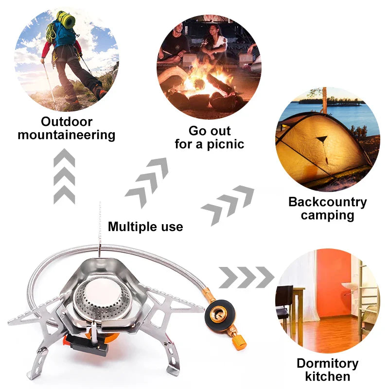 Portable Camping Gas Stove Windproof Folding Ultralight Cooker