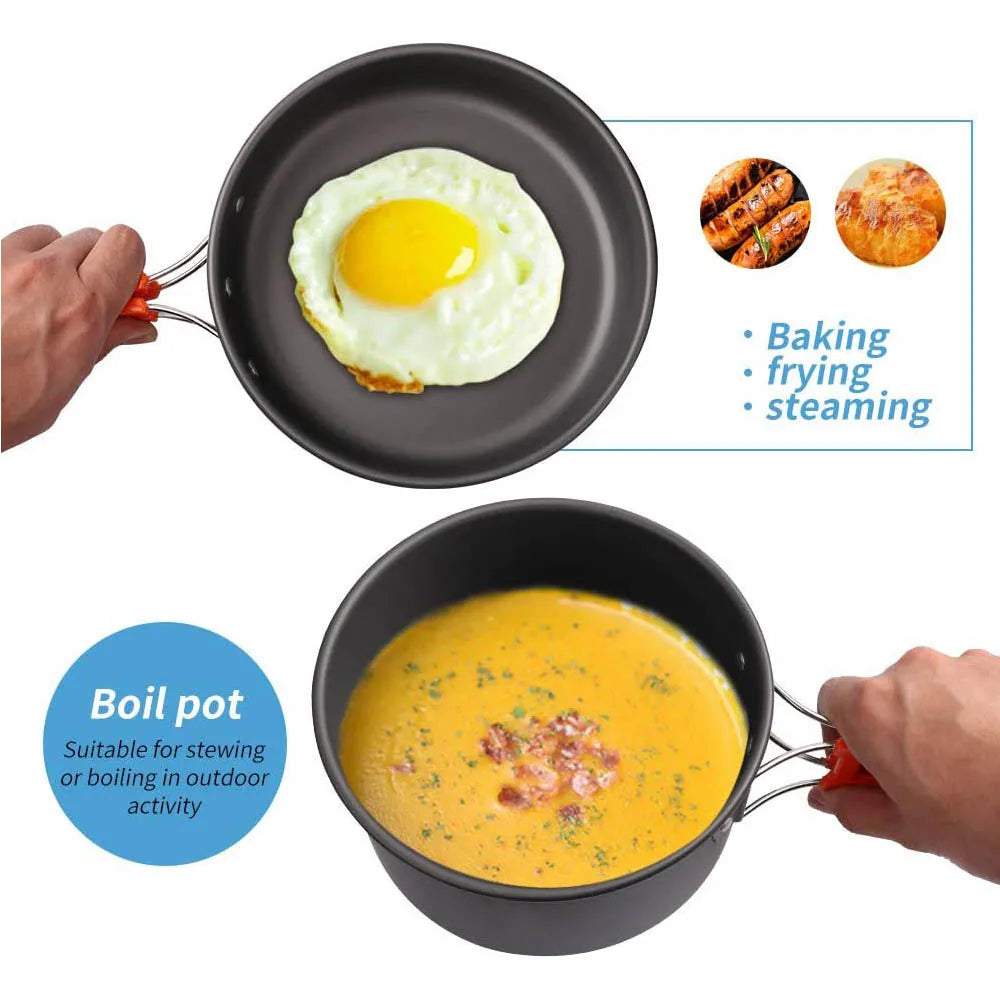 Aluminium Camping Cookware Set Pot and Tableware