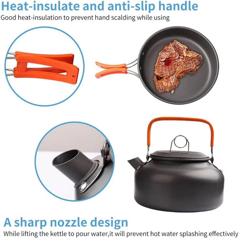 Aluminium Camping Cookware Set Pot and Tableware