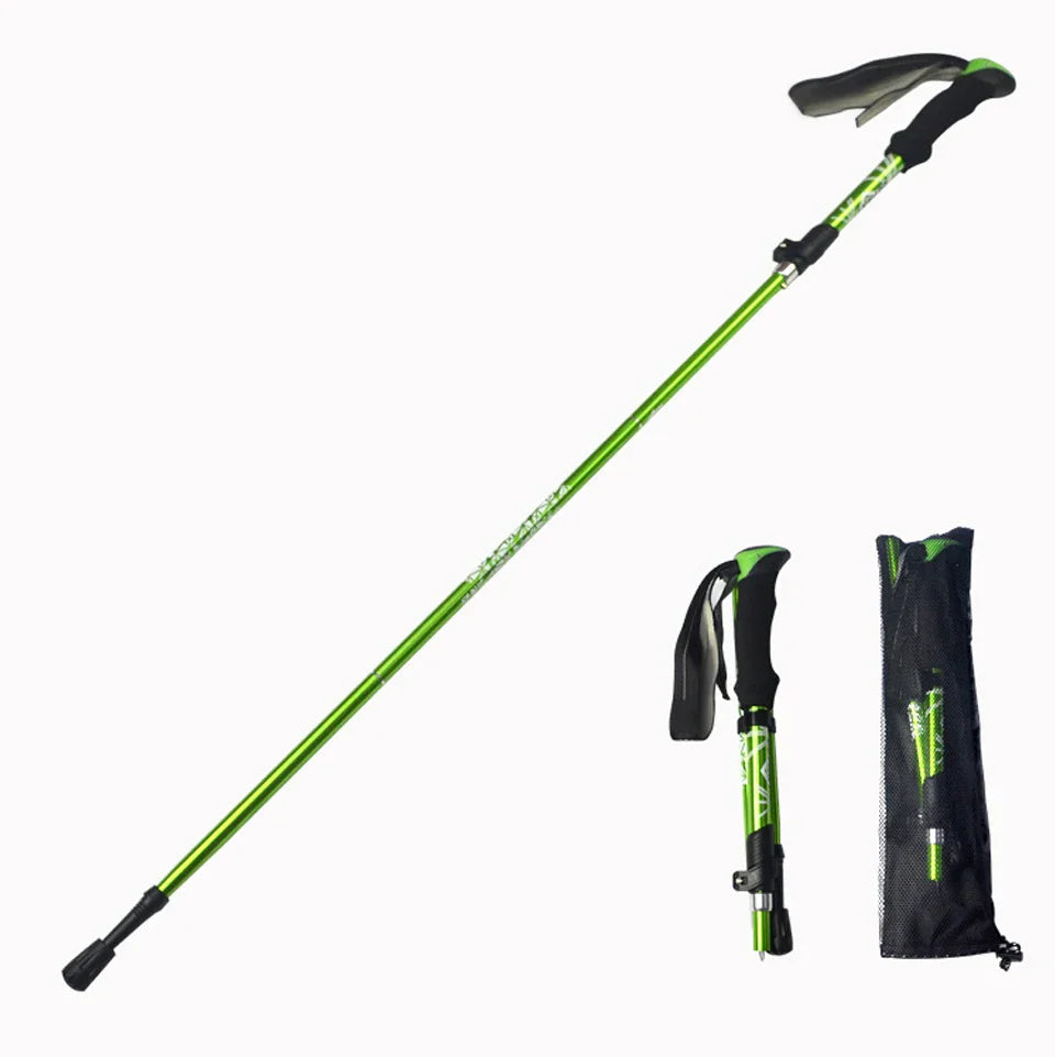 5 Section Telescopic Trekking Pole Folding Portable with Carry Bag