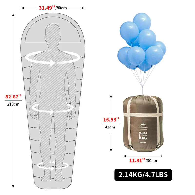Mummy Camping Sleeping Bag Cotton Lightweight for Winter