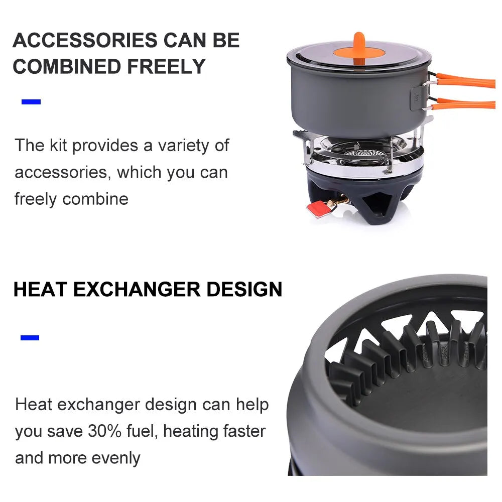 Camping Cooking Pot Set with Heat Exchanger