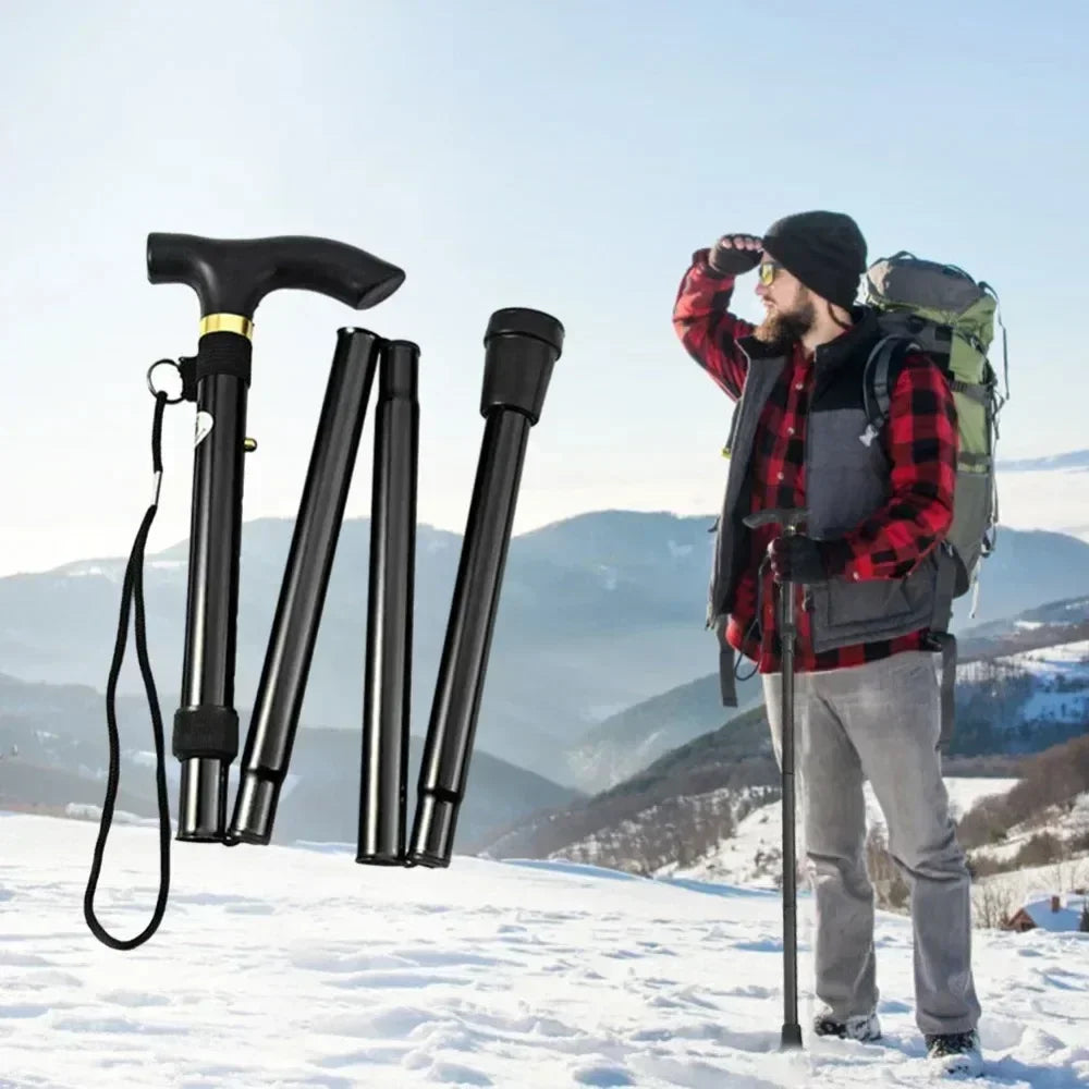 4-Section Aluminum Folding Hiking Stick – Lightweight with Non-Slip Grip