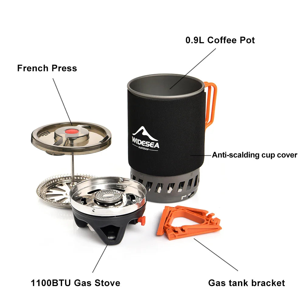 Camping Cooking Pot with Heat Exchanger for Gas Stoves