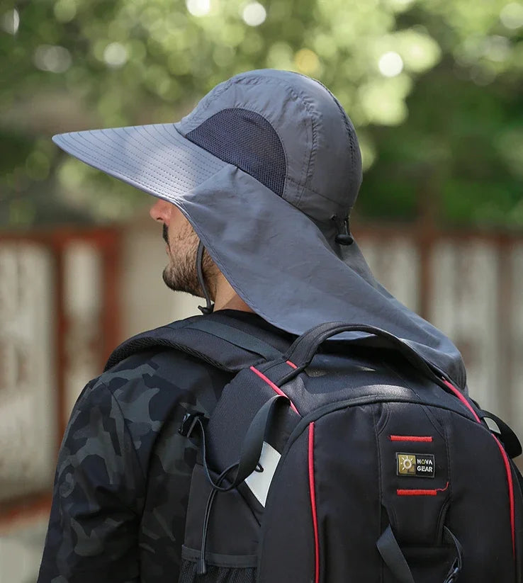Unisex Wide Brim Bucket Hat with Neck Cover