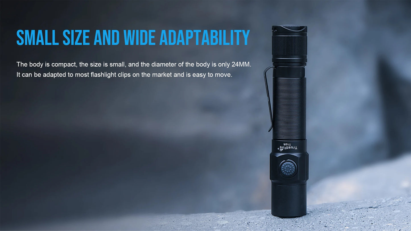 TrustFire T10R Tactical Flashlight – 1,800 lm, USB-C Rechargeable