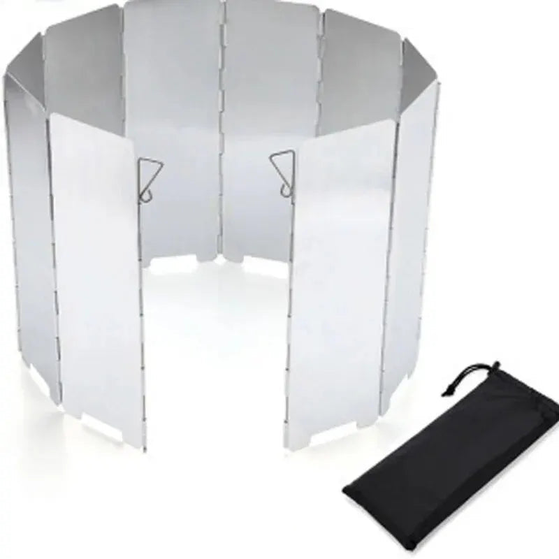 Foldable Stove Windshield 8 or 10 Panel Aluminum Screen