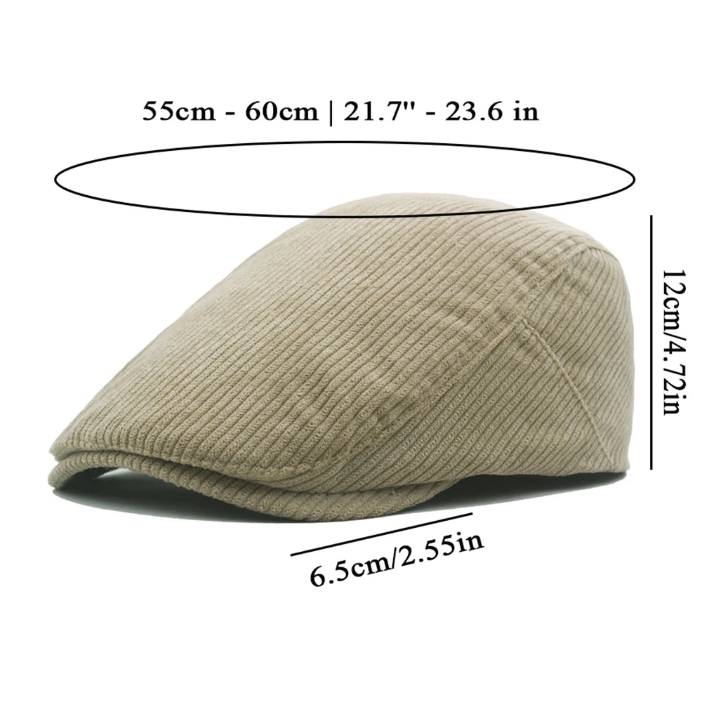 Unisex Corduroy Flat Cap – Retro Outdoor Hat for Everyday Use
