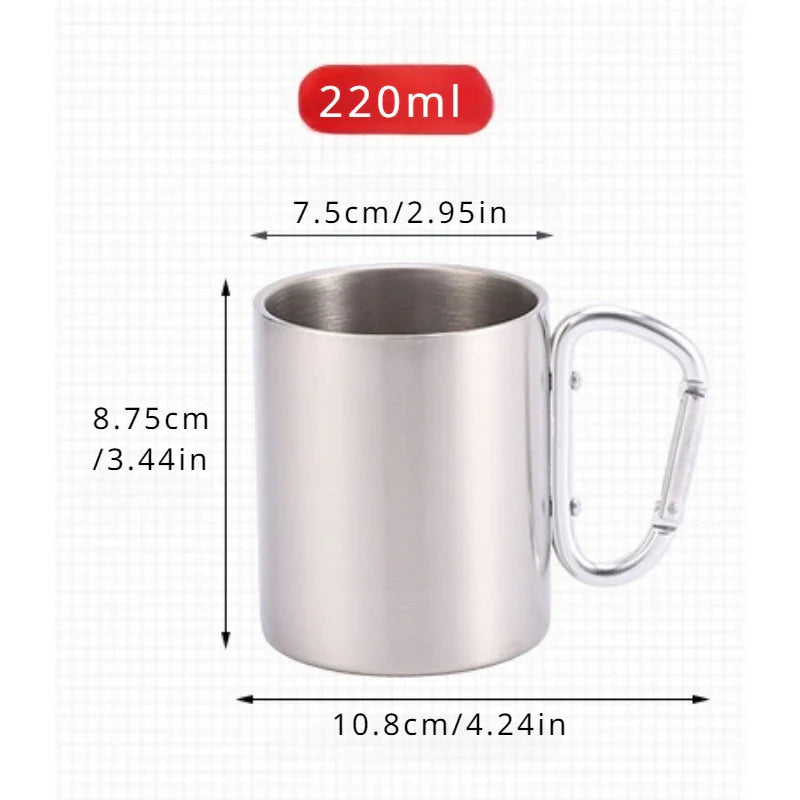 Outdoor Stainless Steel Mug with Carabiner Handle