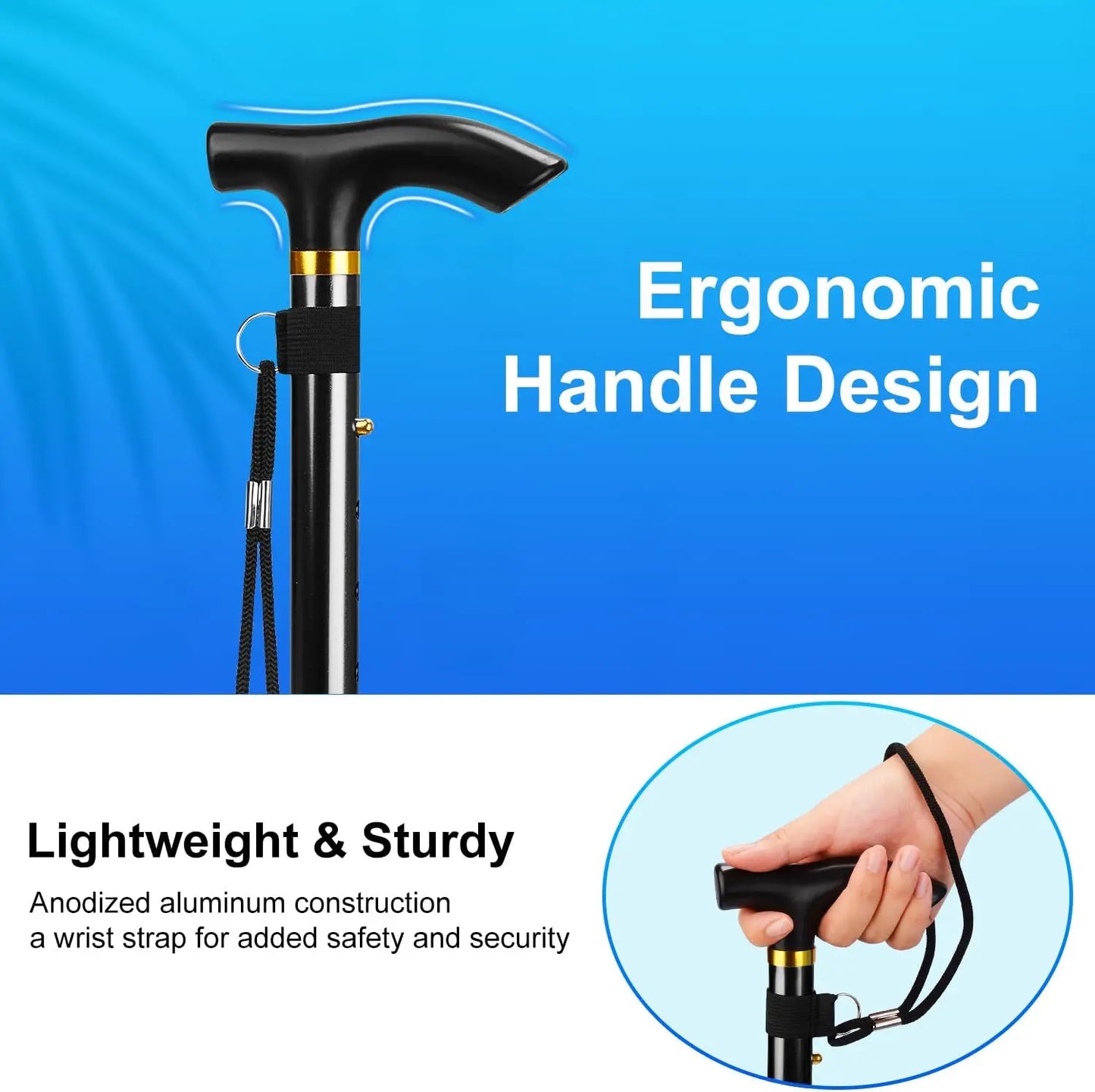 Adjustable Folding Hiking Stick with Wrist Strap