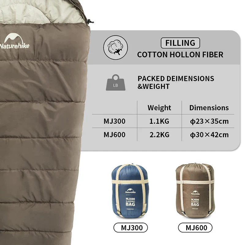 Mummy Camping Sleeping Bag Cotton Lightweight for Winter