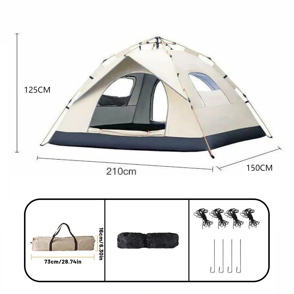 Automatic Quick Opening Camping Tent for 4 People