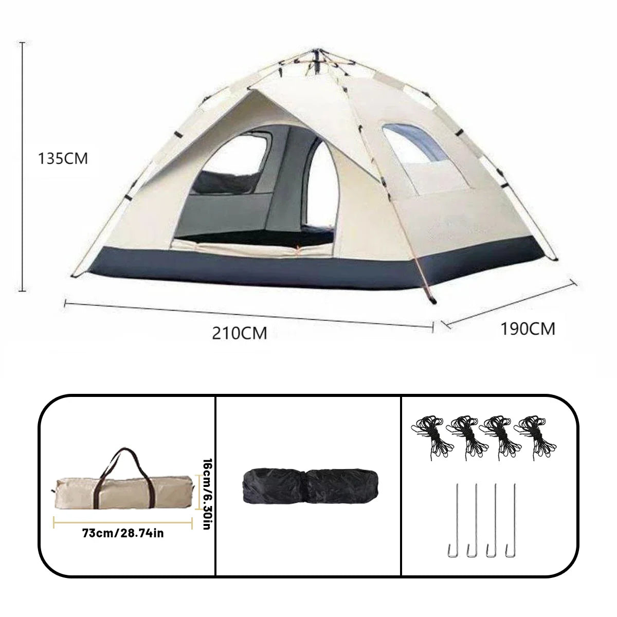 Automatic Quick Opening Camping Tent for 4 People