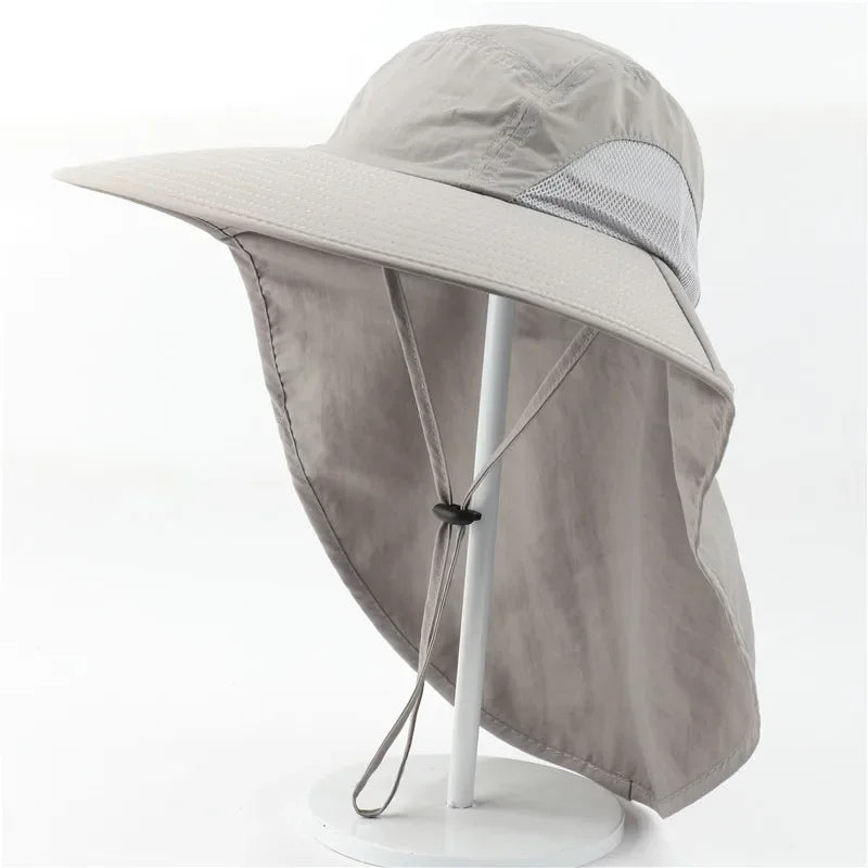 Unisex Wide Brim Bucket Hat with Neck Cover