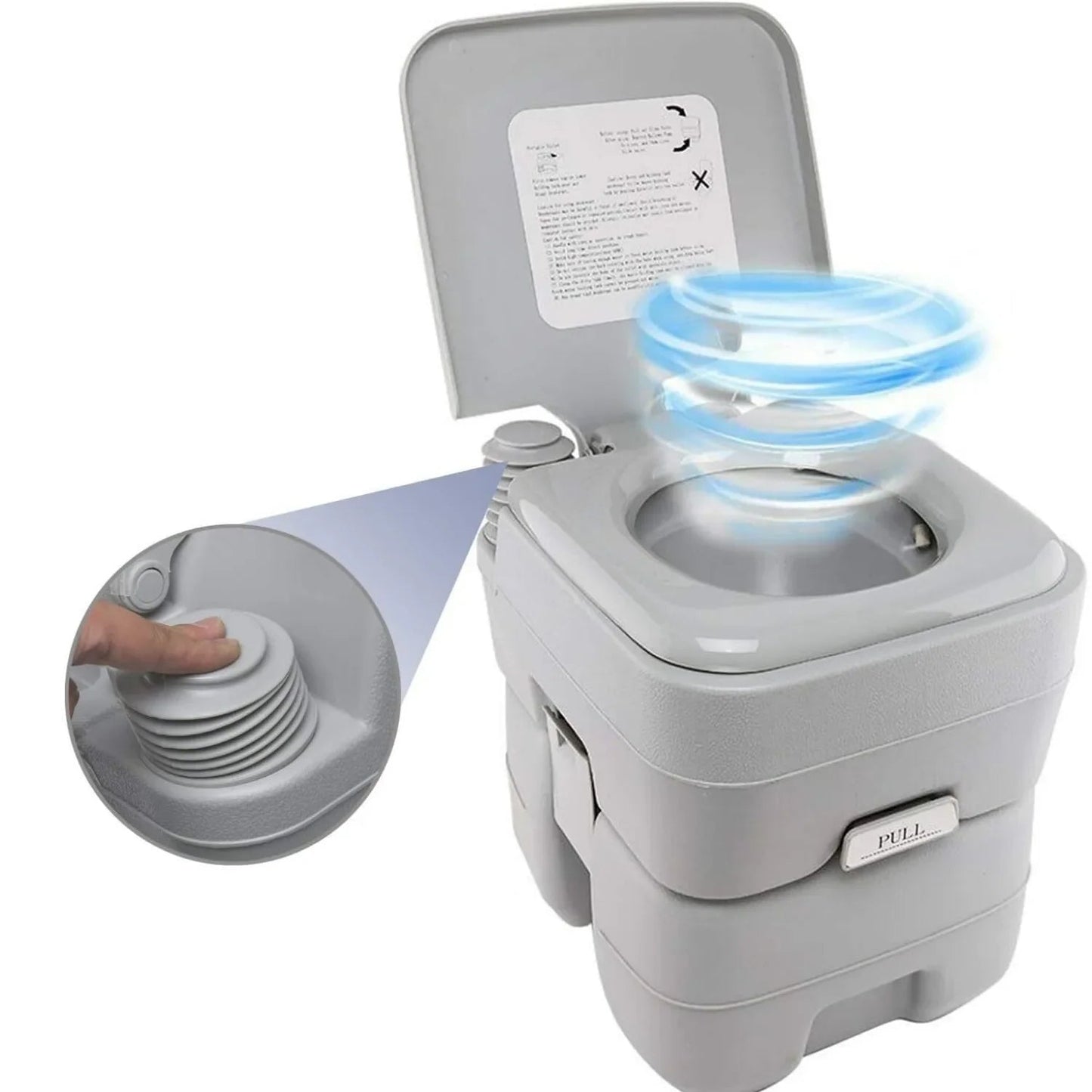 20 L Portable Camping Toilet with Flush and Carry Handle