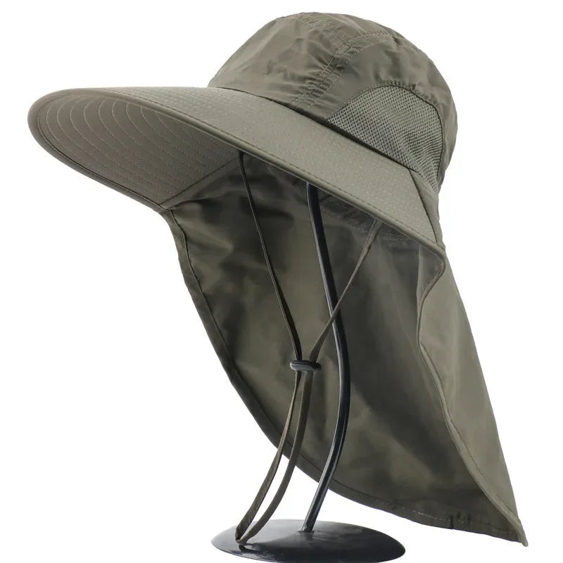 Unisex Wide Brim Bucket Hat with Neck Cover