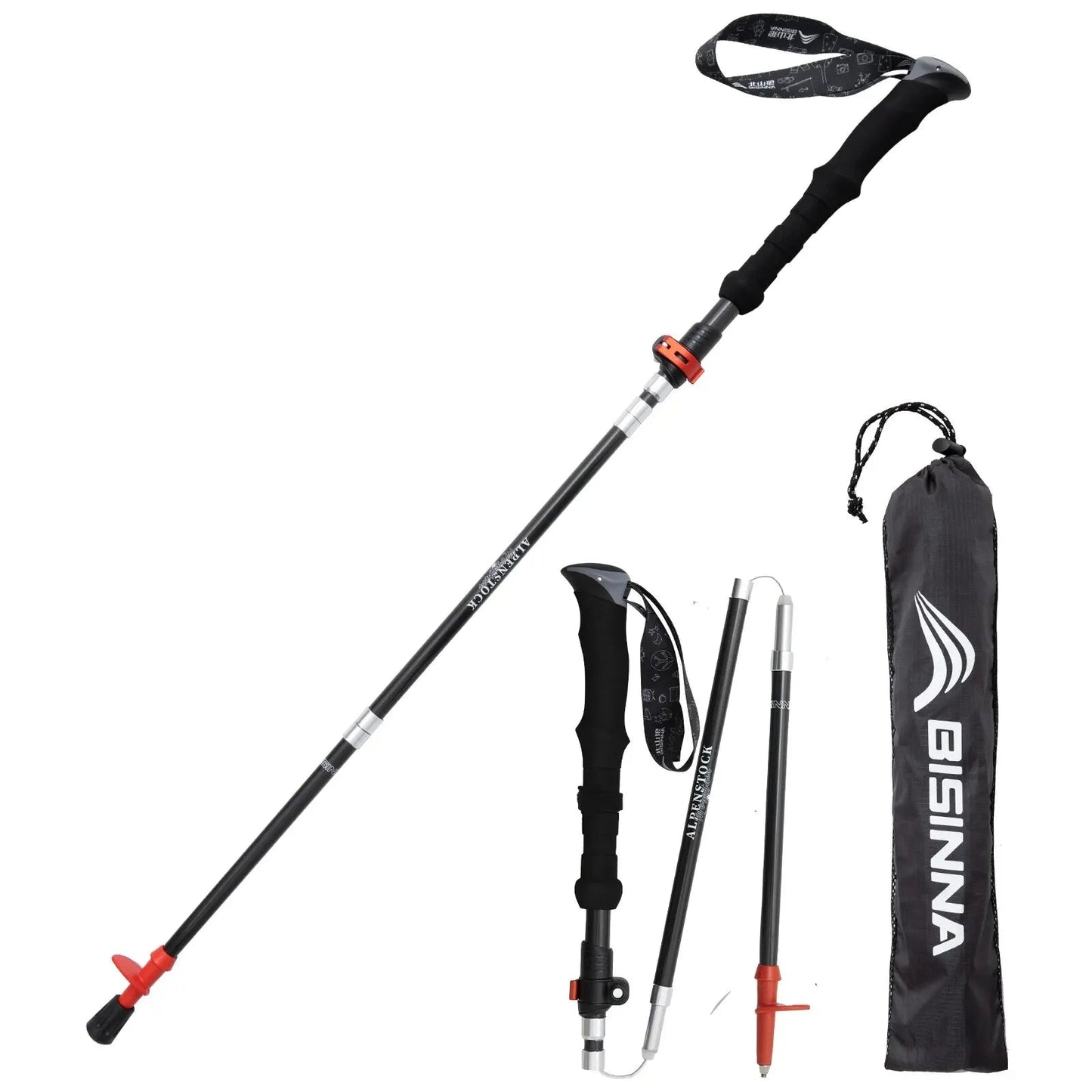 Folding Trekking Poles – Carbon Fiber Telescopic Sticks (1pc / 2pcs)