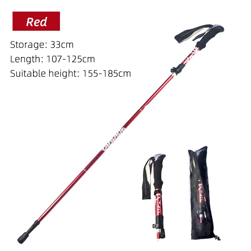 Foldable Trekking Pole – 5-Section Lightweight Hiking Stick