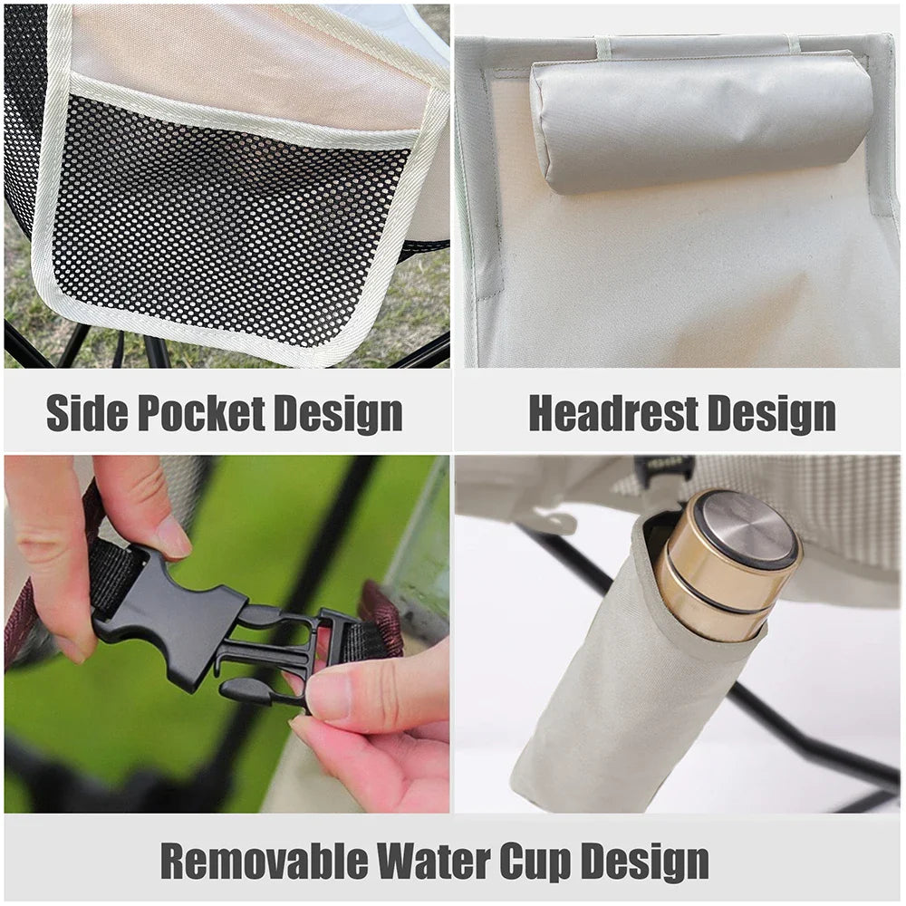 Folding Camping Chair with Headrest Aluminium Alloy Lightweight