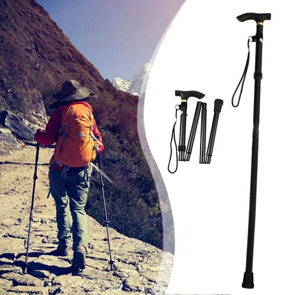 4-Section Aluminum Folding Hiking Stick – Lightweight with Non-Slip Grip