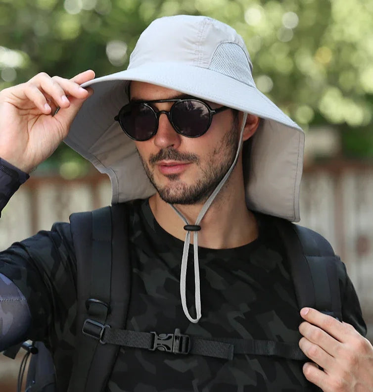 Unisex Wide Brim Bucket Hat with Neck Cover