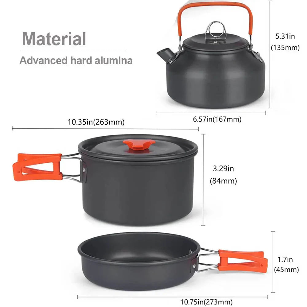 Aluminium Camping Cookware Set Pot and Tableware