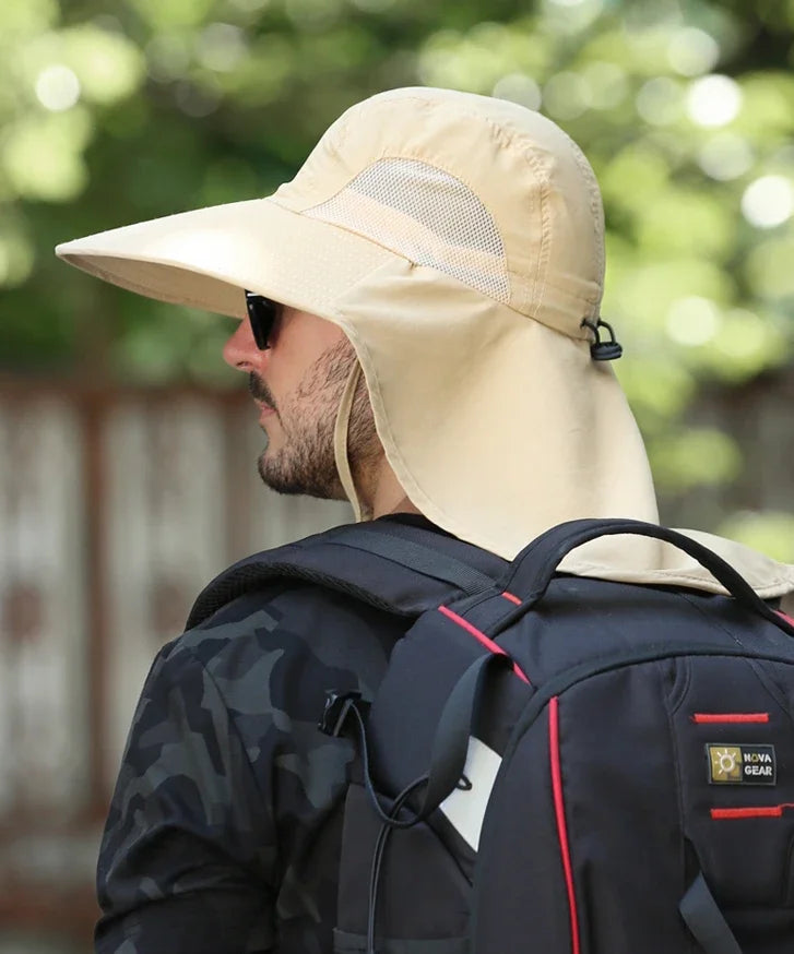 Unisex Wide Brim Bucket Hat with Neck Cover