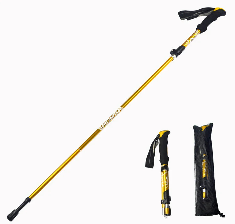 5 Section Telescopic Trekking Pole Folding Portable with Carry Bag