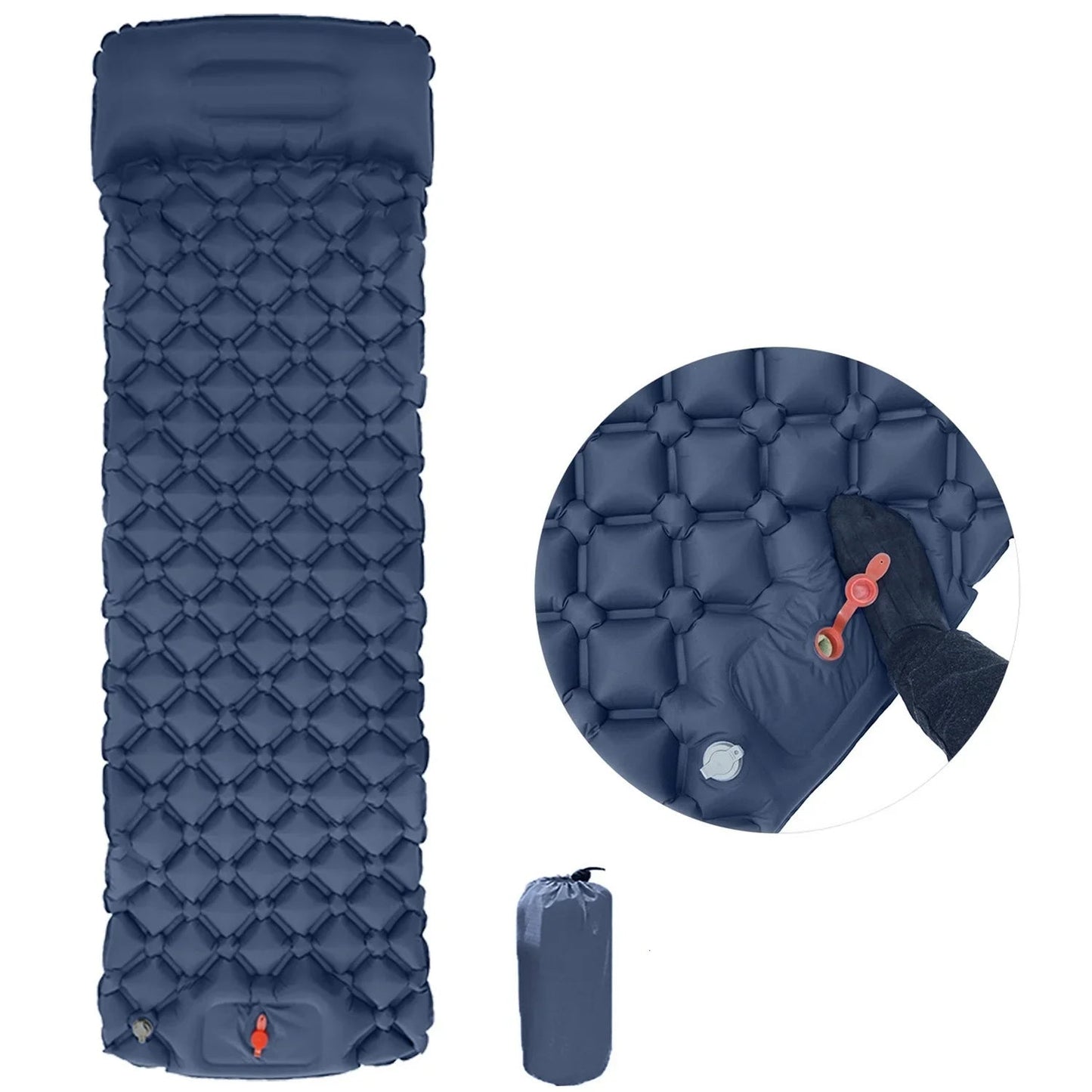 Ultralight Air Mattress 1 Person Moisture-Proof Built In Pump with Pillow