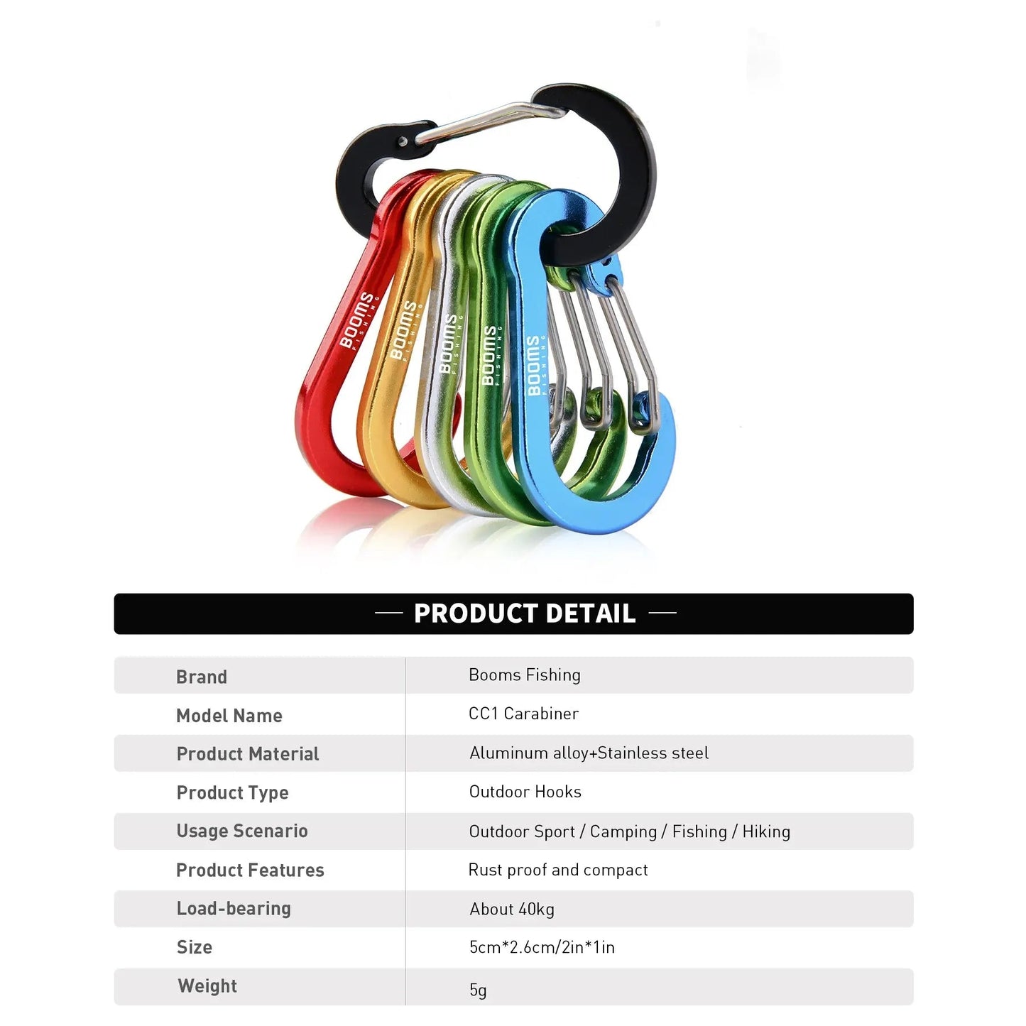 6 Pack Aluminum Carabiner Keychain Snap Clip Lock