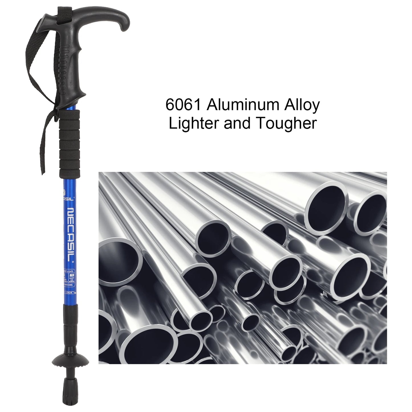 Shock Resistant 3 Section Adjustable Hiking Pole with Non Slip Grip