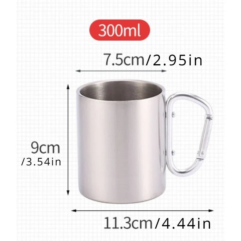 Outdoor Stainless Steel Mug with Carabiner Handle
