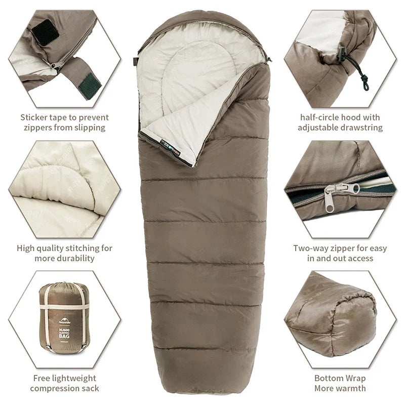 Mummy Camping Sleeping Bag Cotton Lightweight for Winter