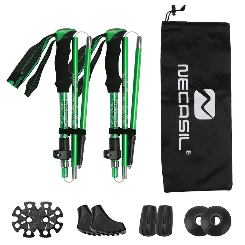 2PCS Folding Trekking Poles – Ultralight Walking Sticks for Hiking & Nordic Walking