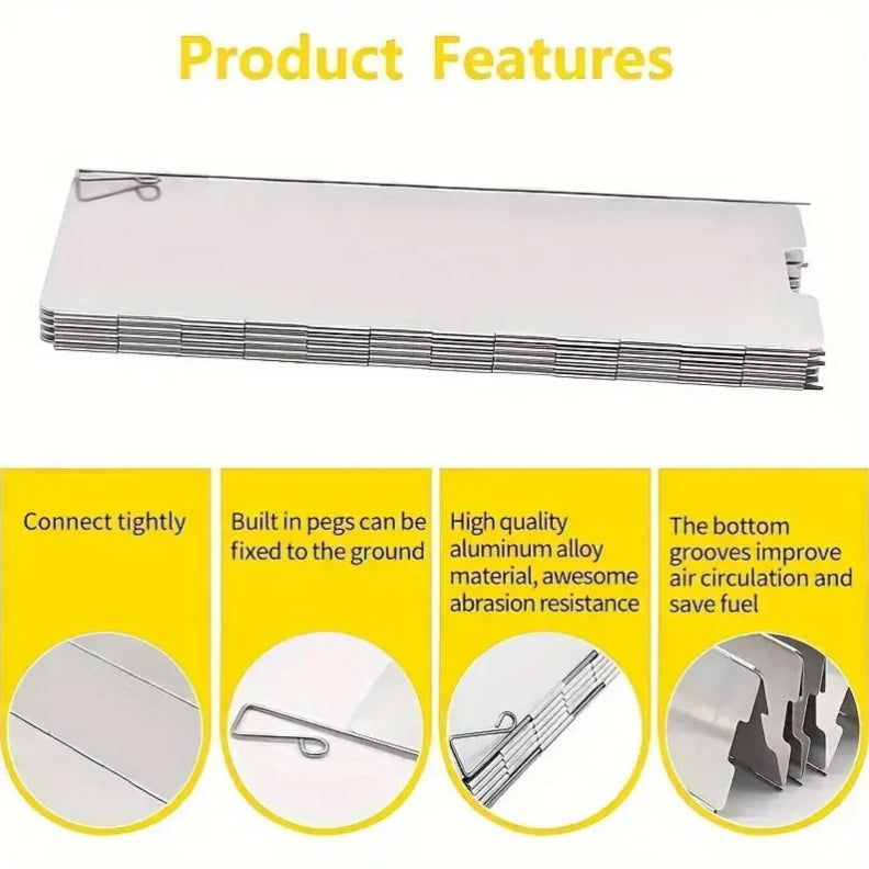 Aluminium Stove Windscreen Ultralight Foldable 8 or 10 Plates