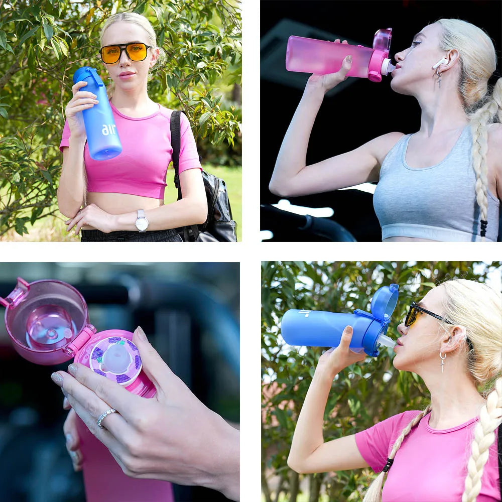 Aroma Water Bottle with Straw – 1pc Leak-Proof Bottle + 1 Random Flavor Pod for Outdoor Sports