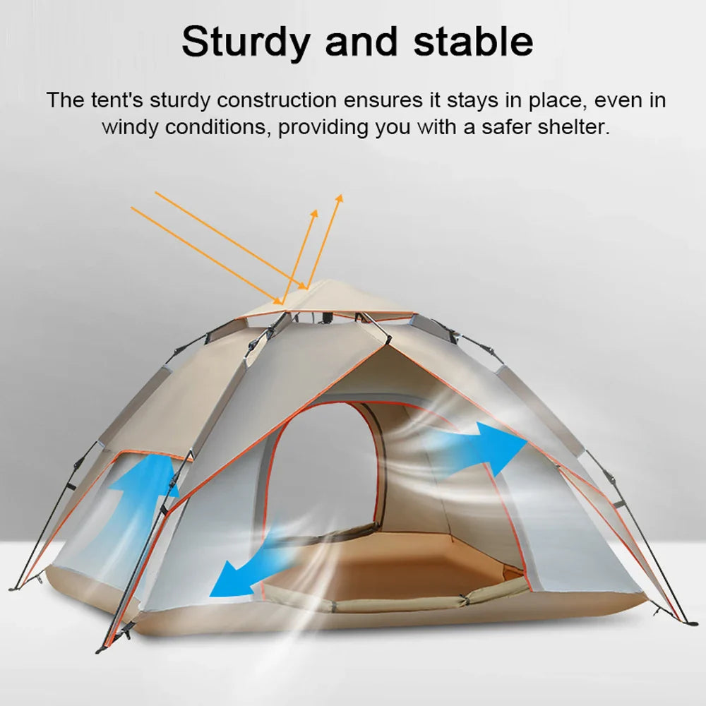 3 to 4 Person Automatic Camping Tent Quick Opening Rainproof