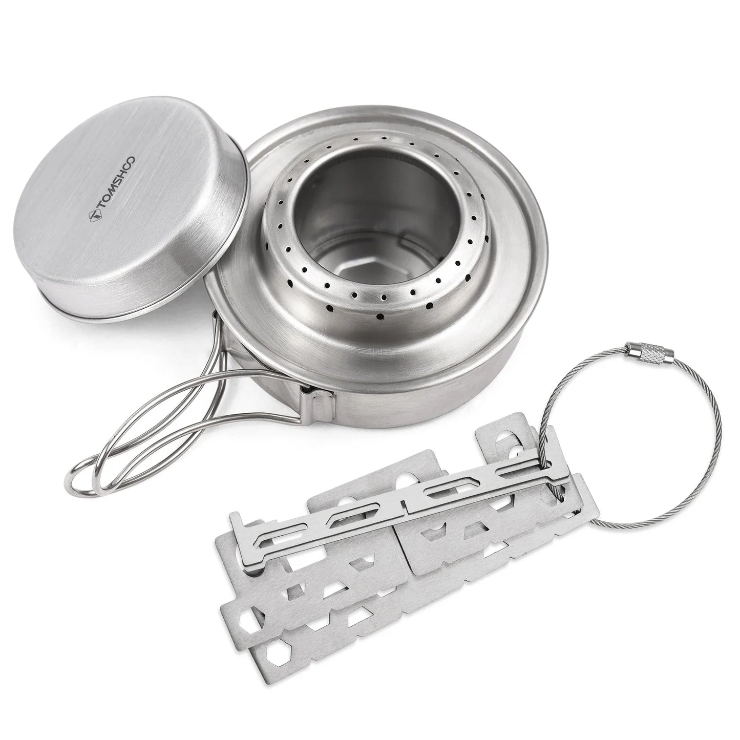 Portable Stainless Steel Alcohol Stove with Folding Handles