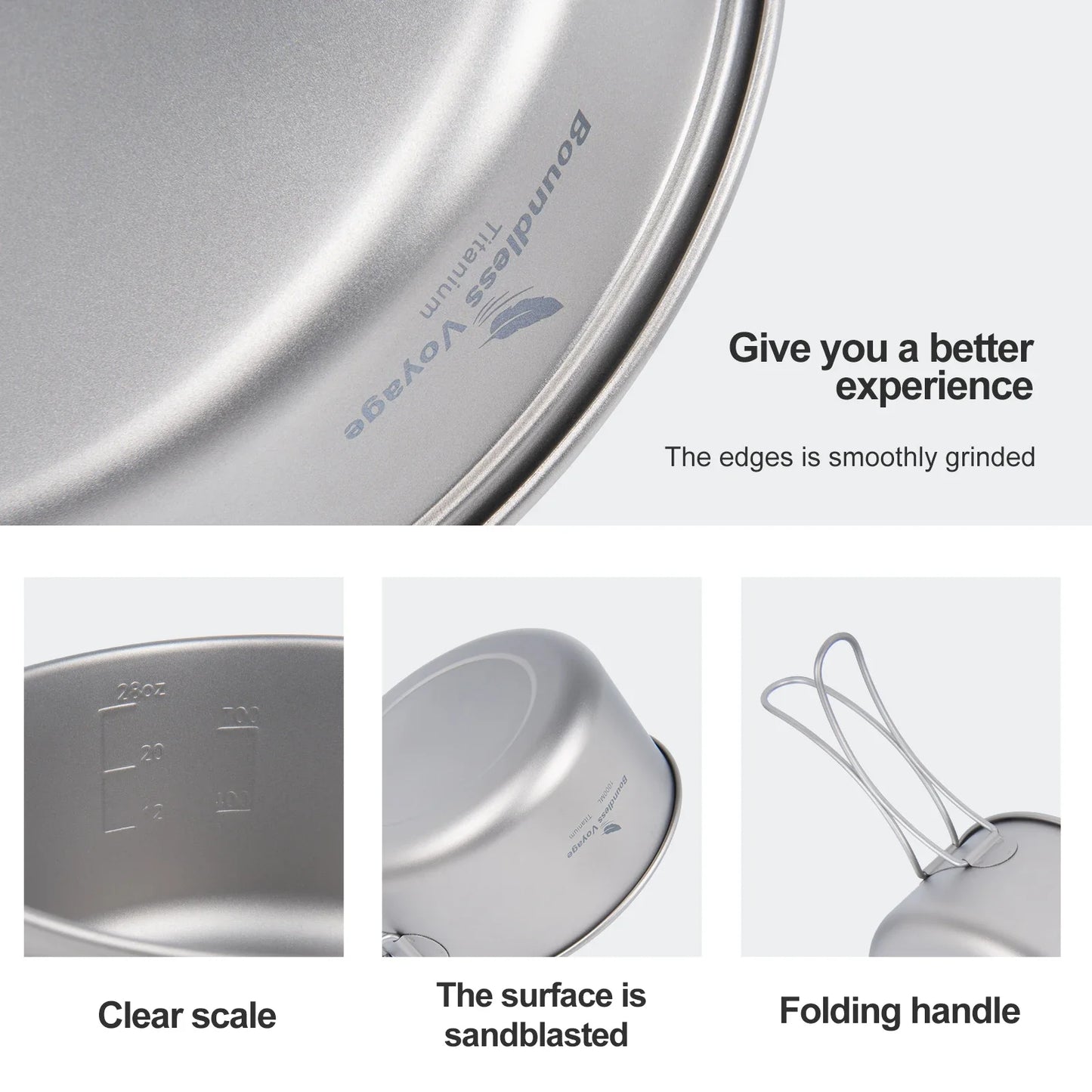 Titanium Camping Cookware Set Pot and Pan with Folding Handles