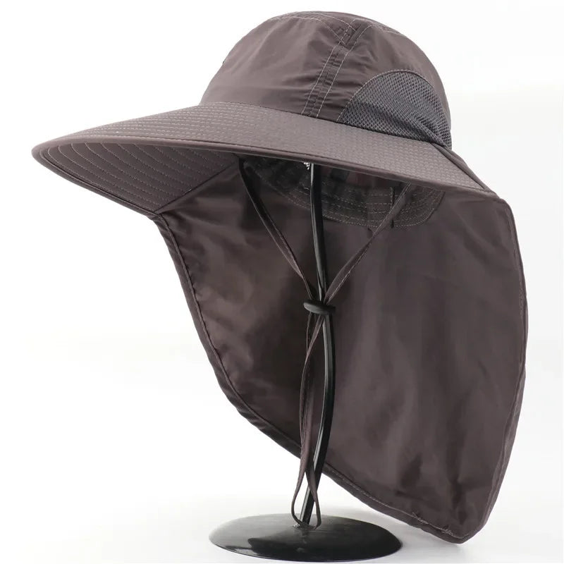 Unisex Wide Brim Bucket Hat with Neck Cover